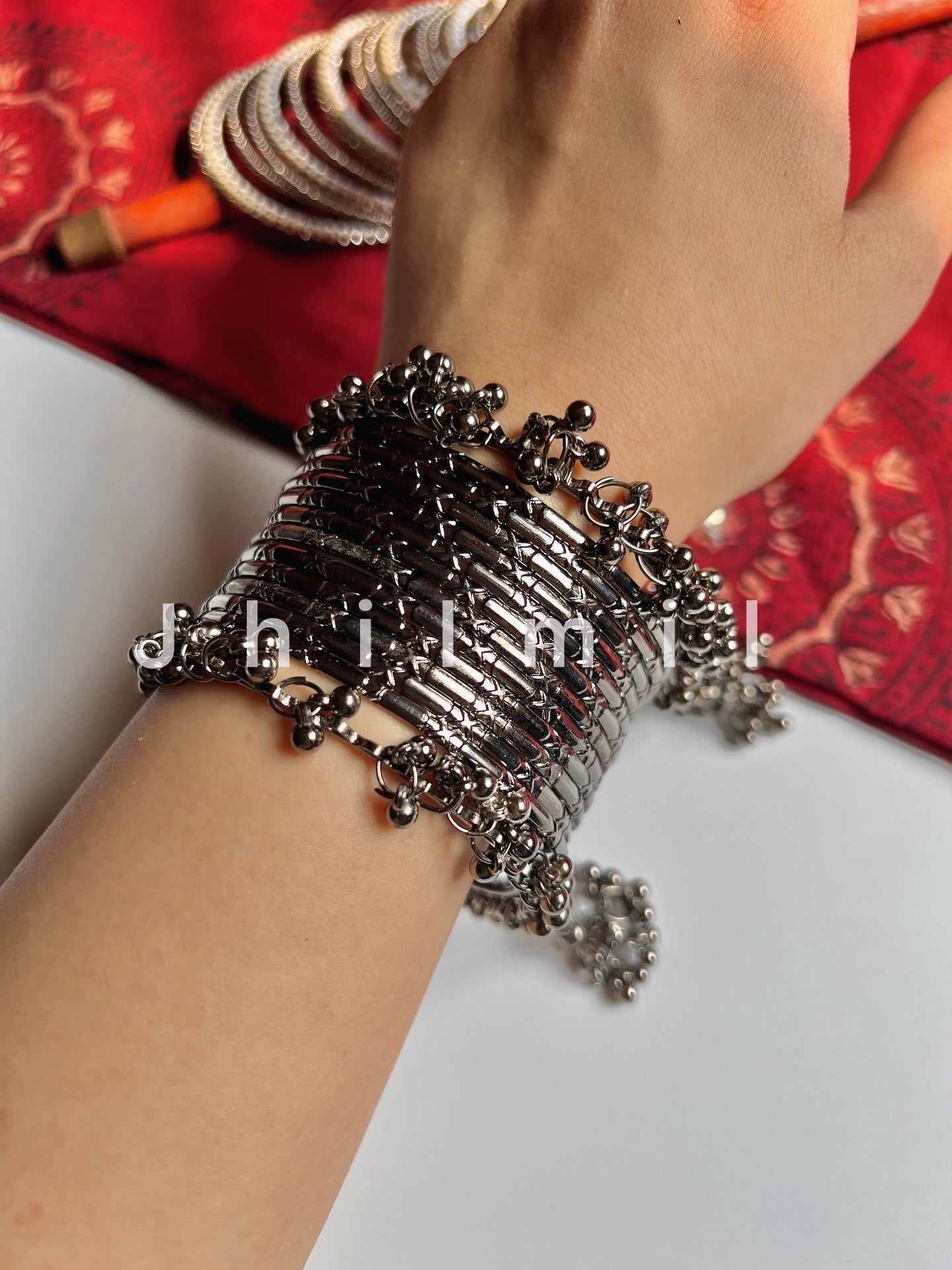Black Jhumki Bangles set