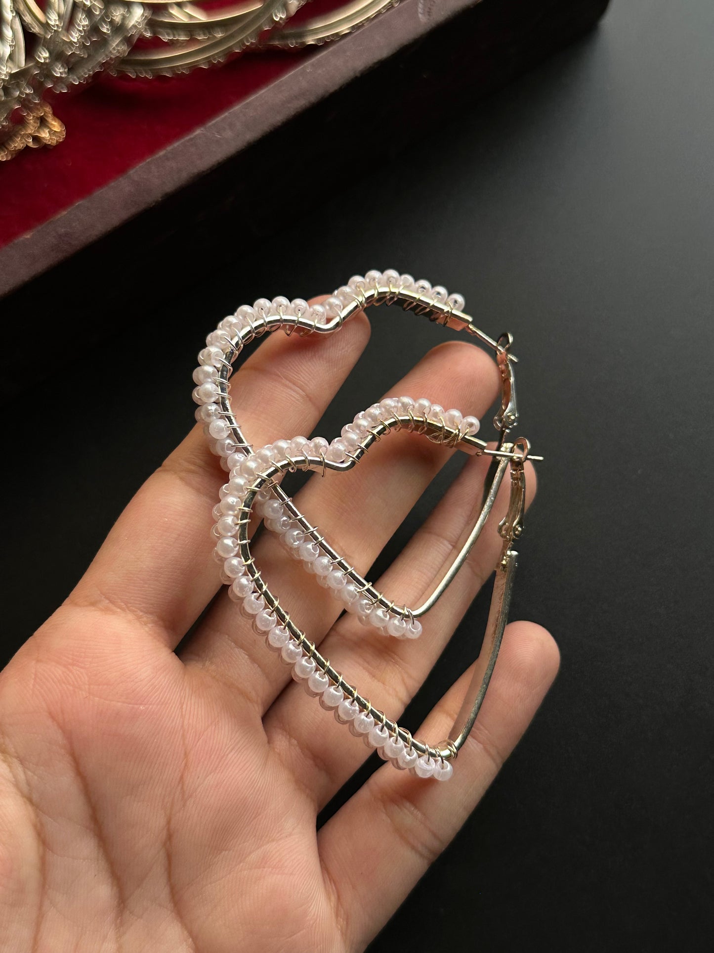 Pearl Heart Hoops