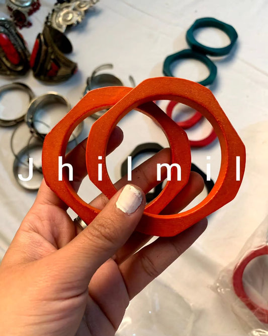 Colored Chunky Wooden Bangles