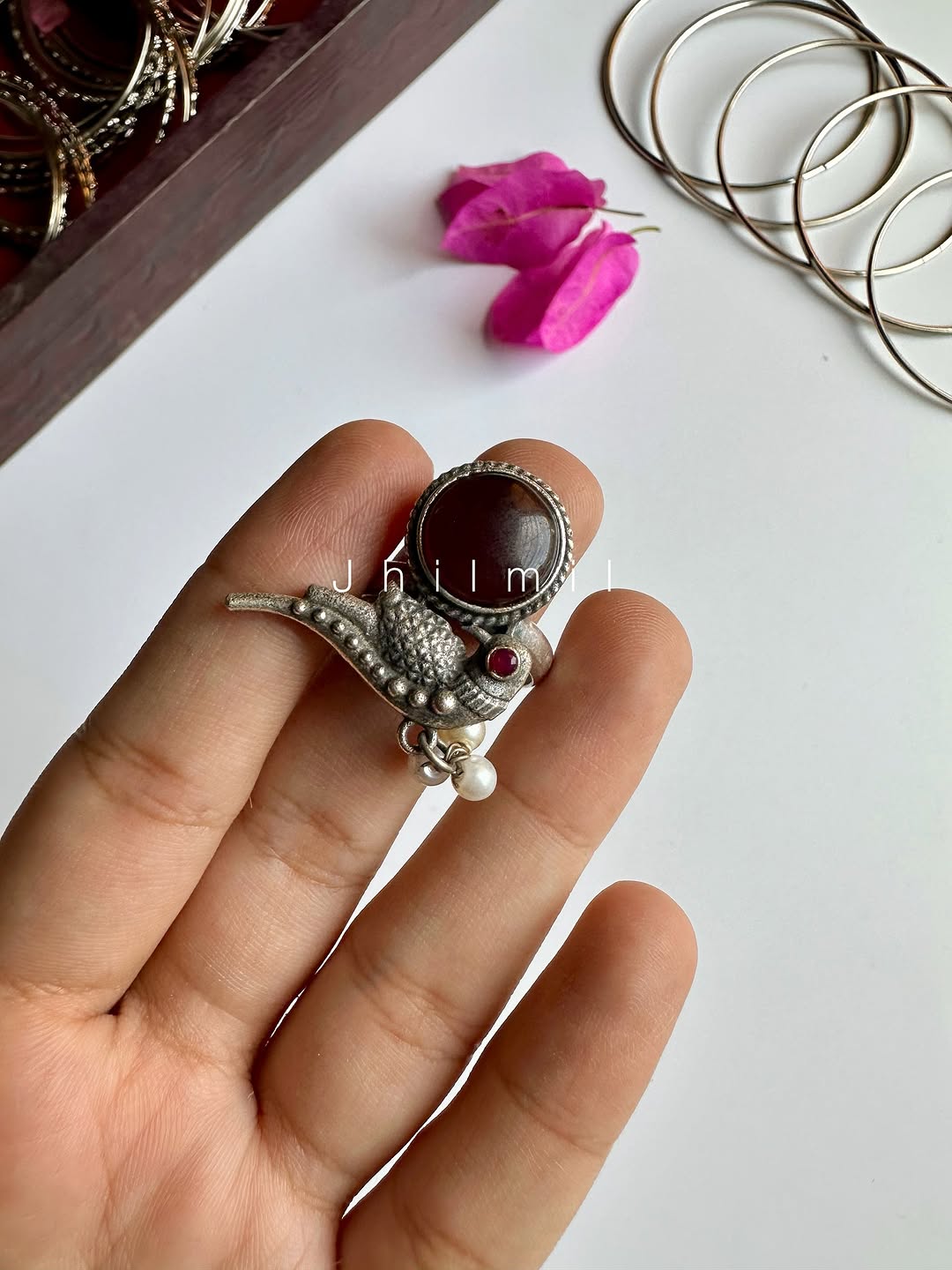 Dainty Stone Bird Ring