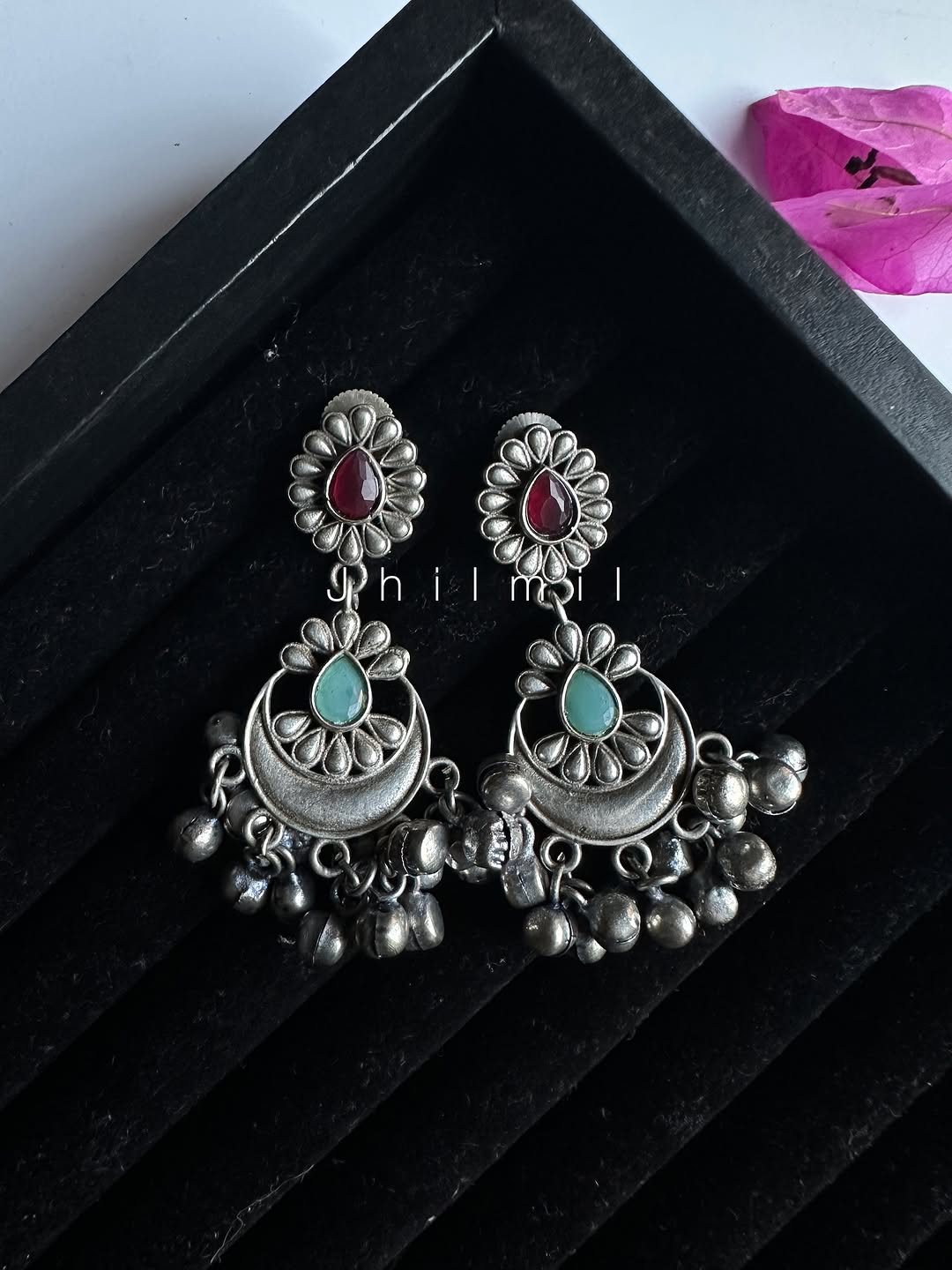 Phool chand bali earrings embellished with ghungroos