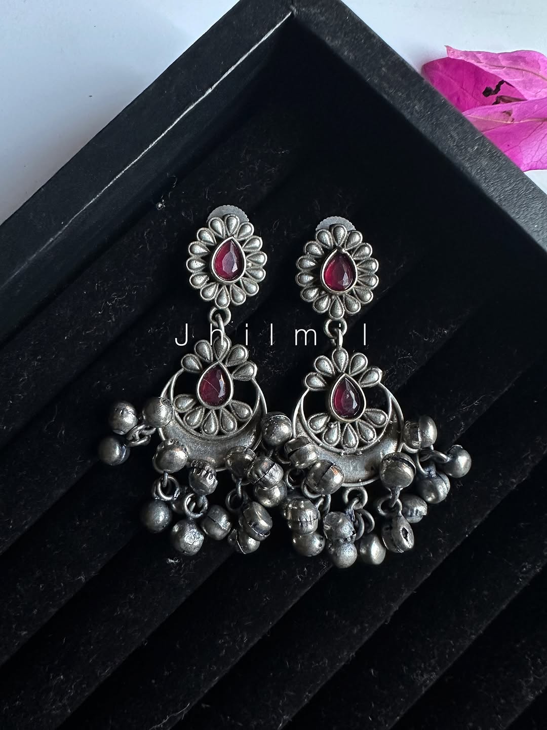Phool chand bali earrings embellished with ghungroos