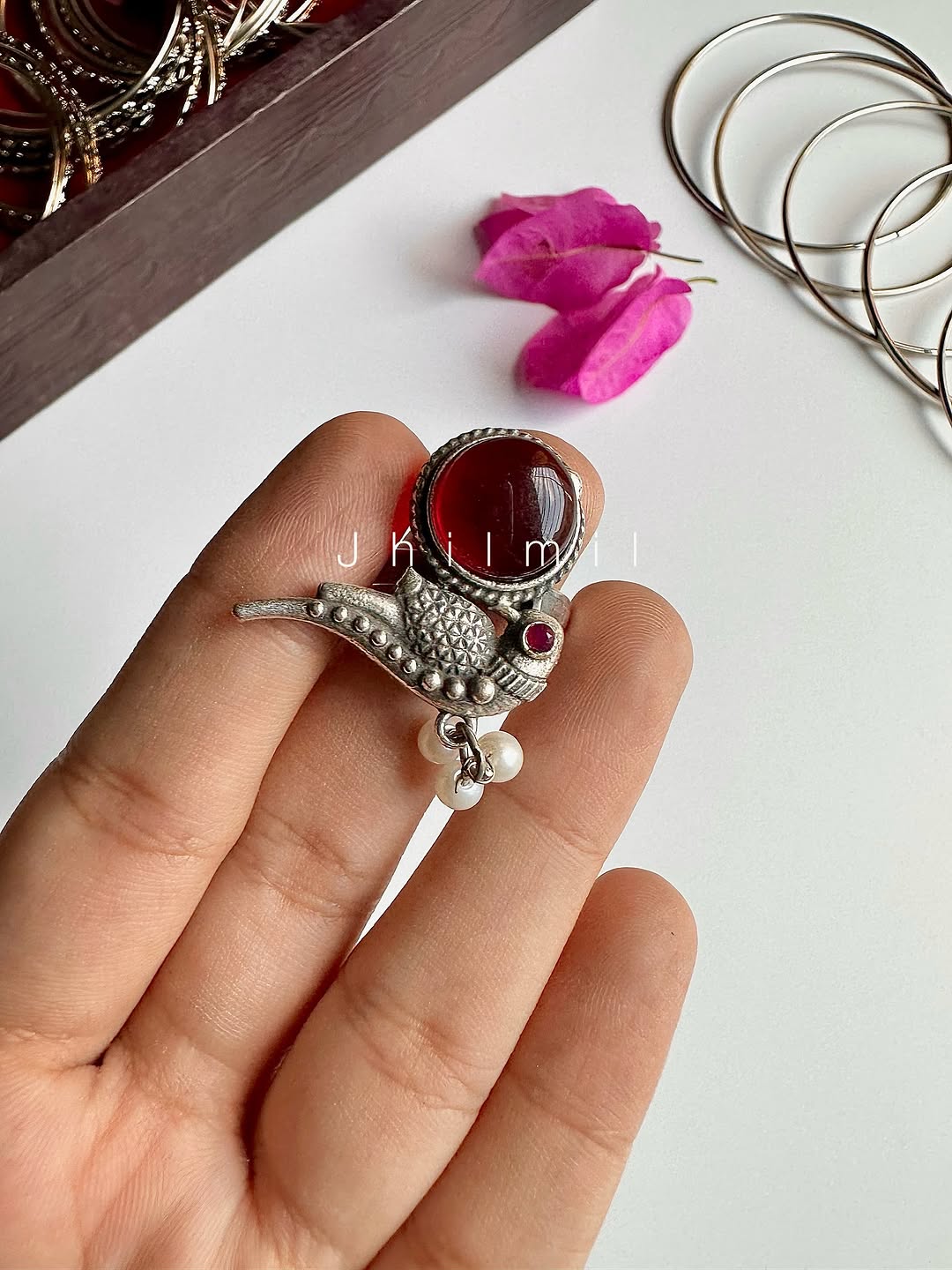 Dainty Stone Bird Ring