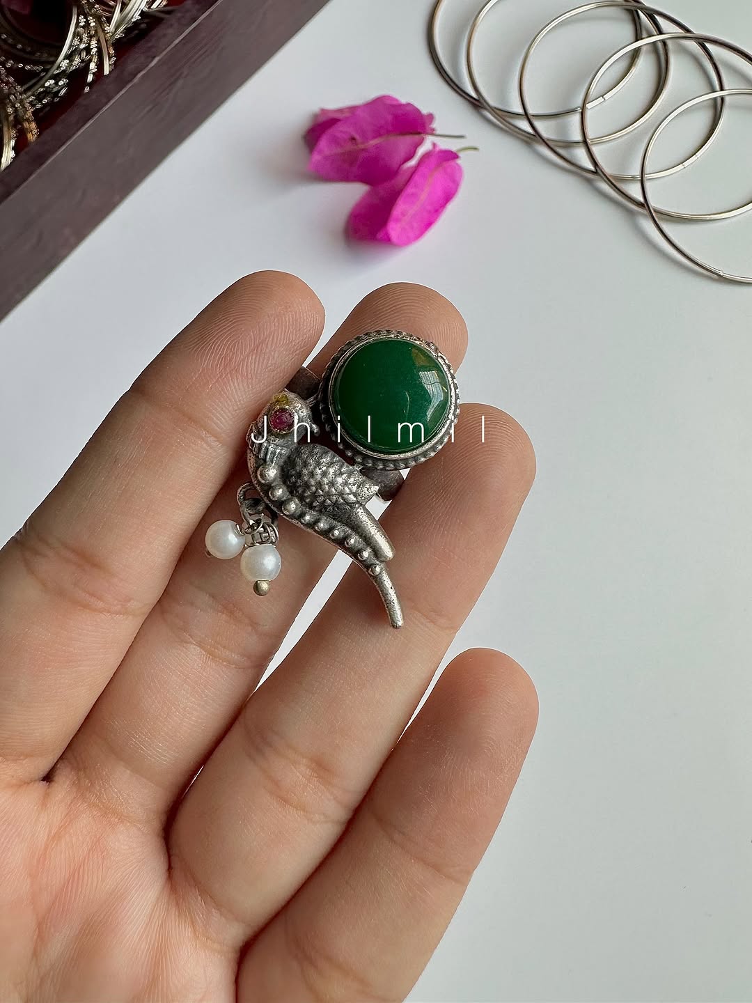 Dainty Stone Bird Ring