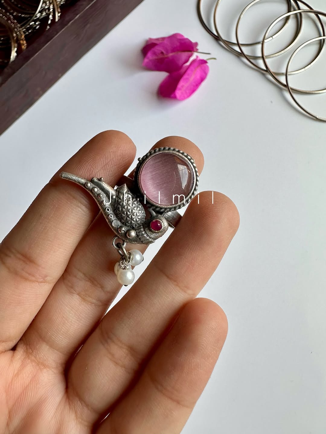 Dainty Stone Bird Ring