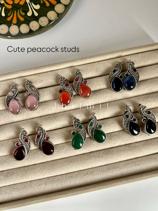 Mini peacock studs
