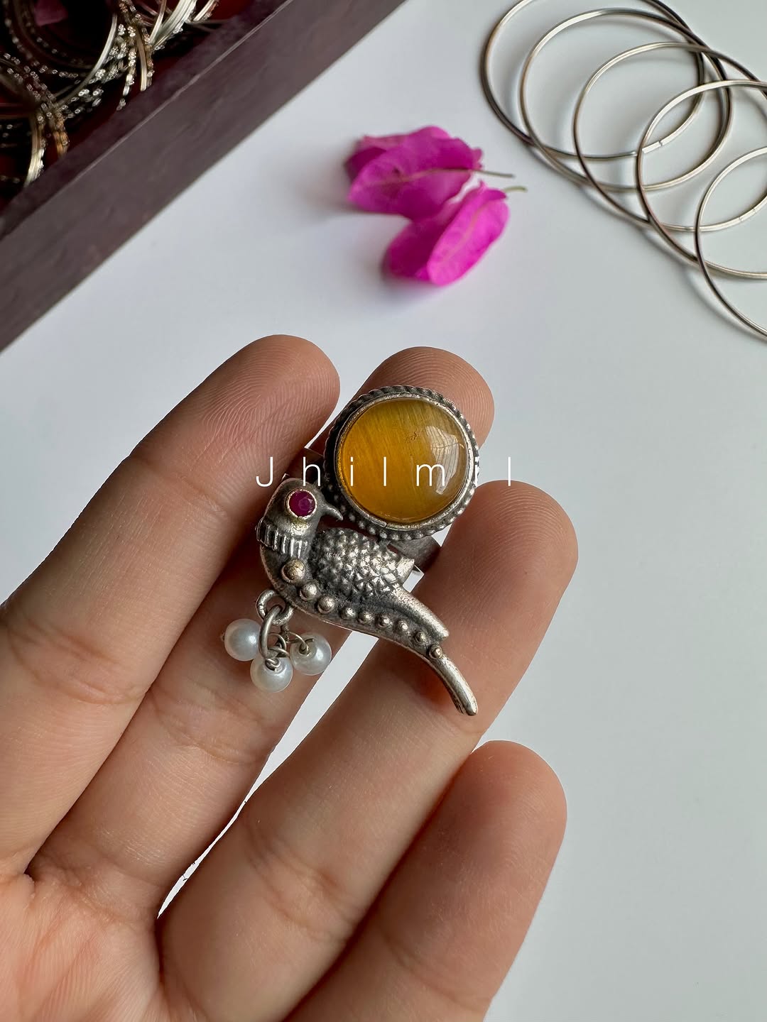 Dainty Stone Bird Ring