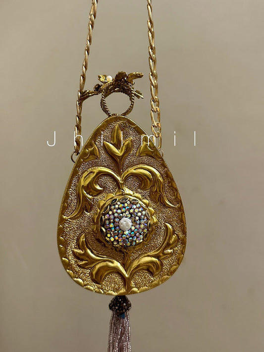 Festive handmade Clutch - Oval Purple