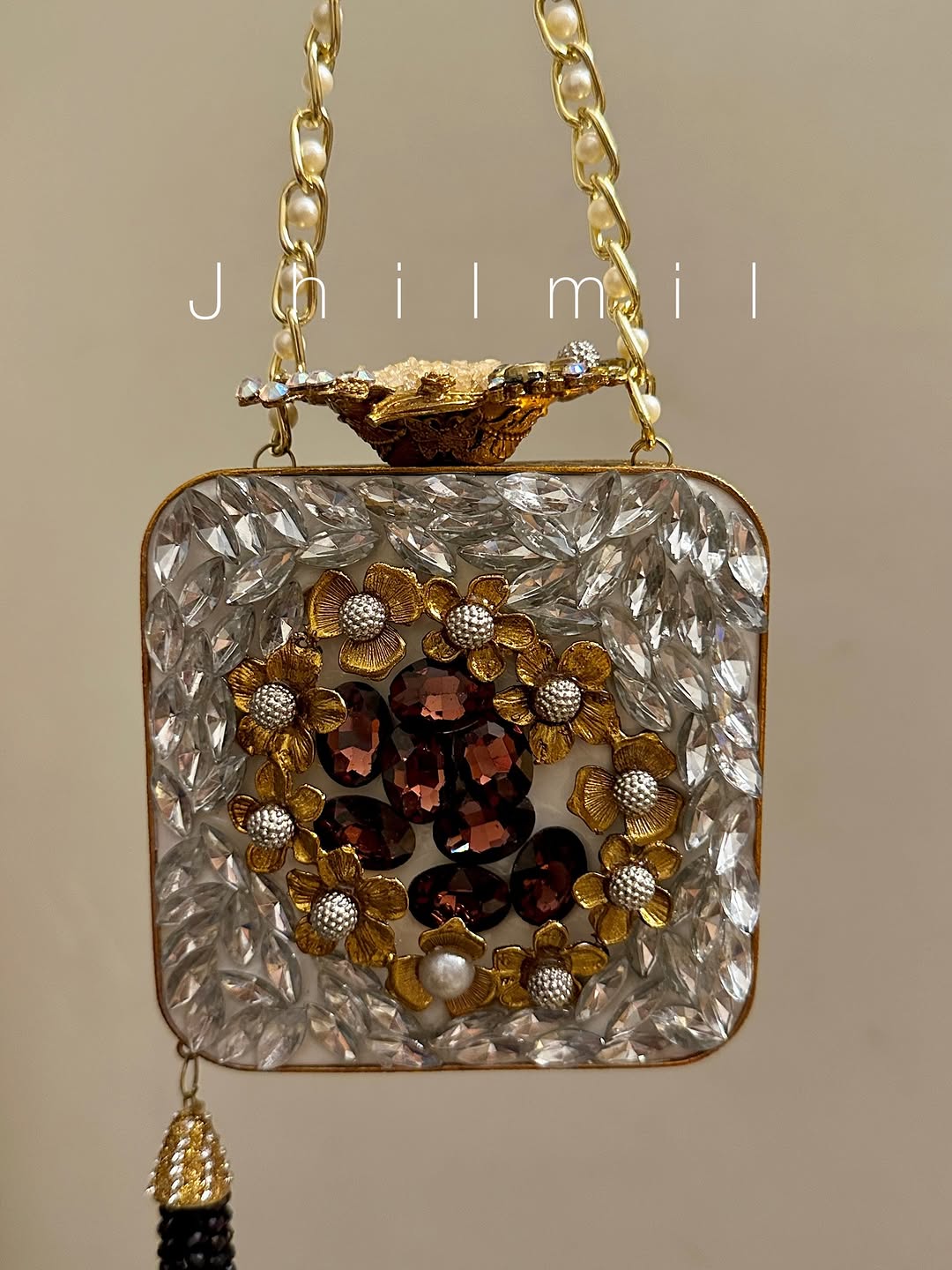 Luxury Clutch - Square Crystal Plum