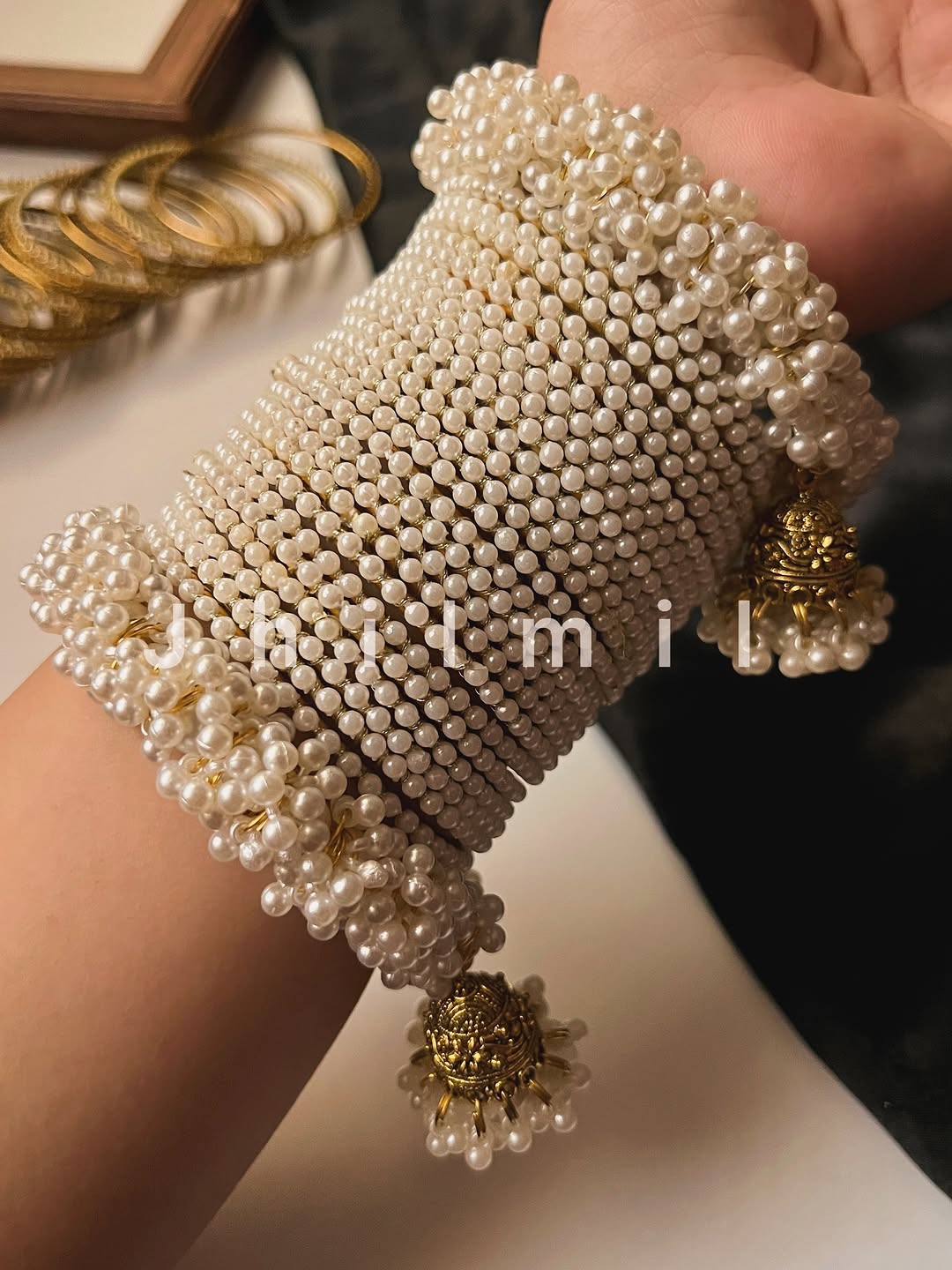Gajra Moti Bangles Set