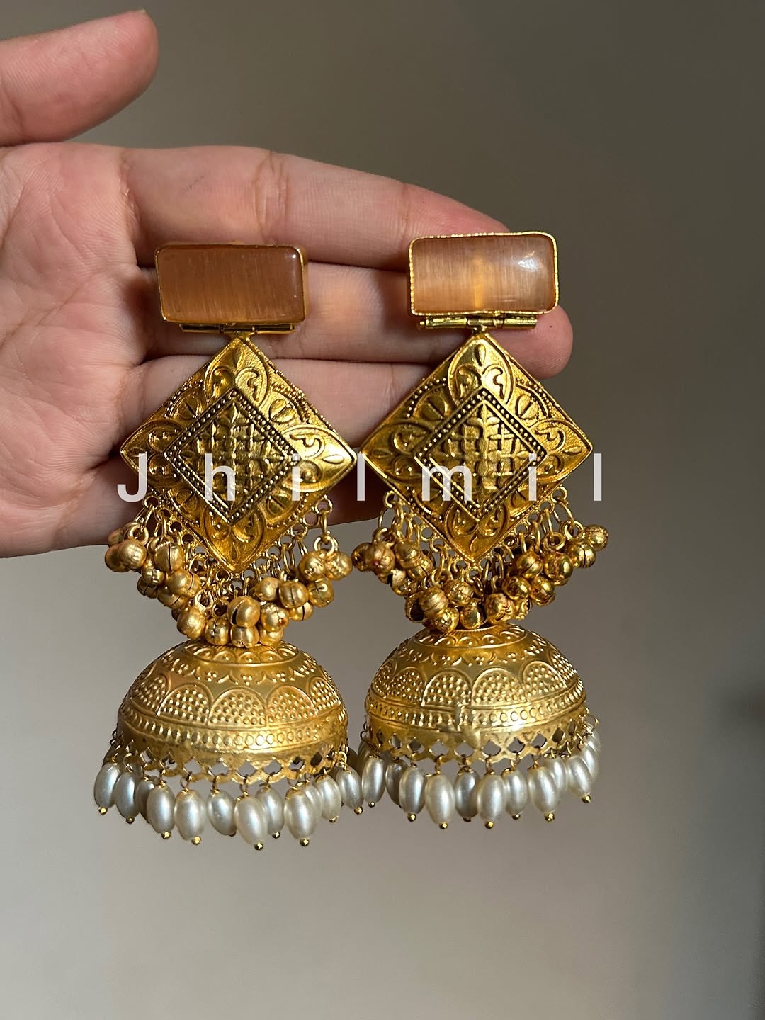 Basanti Jhumka - Rectangle Design