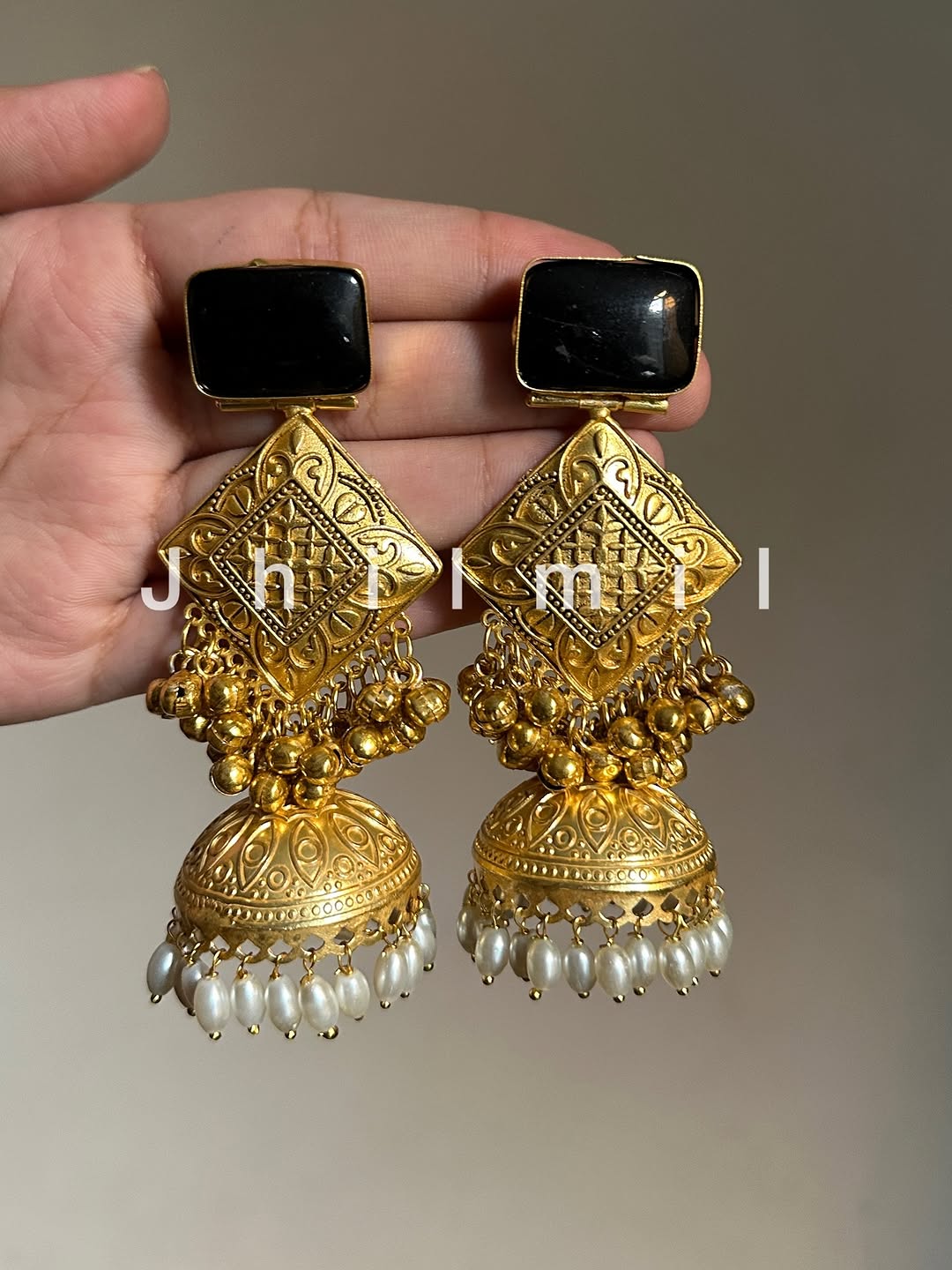 Basanti Jhumka - Rectangle Design
