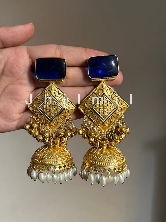 Basanti Jhumka - Rectangle Design