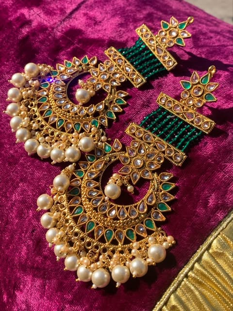 Indian Kundan Oversized Earrings