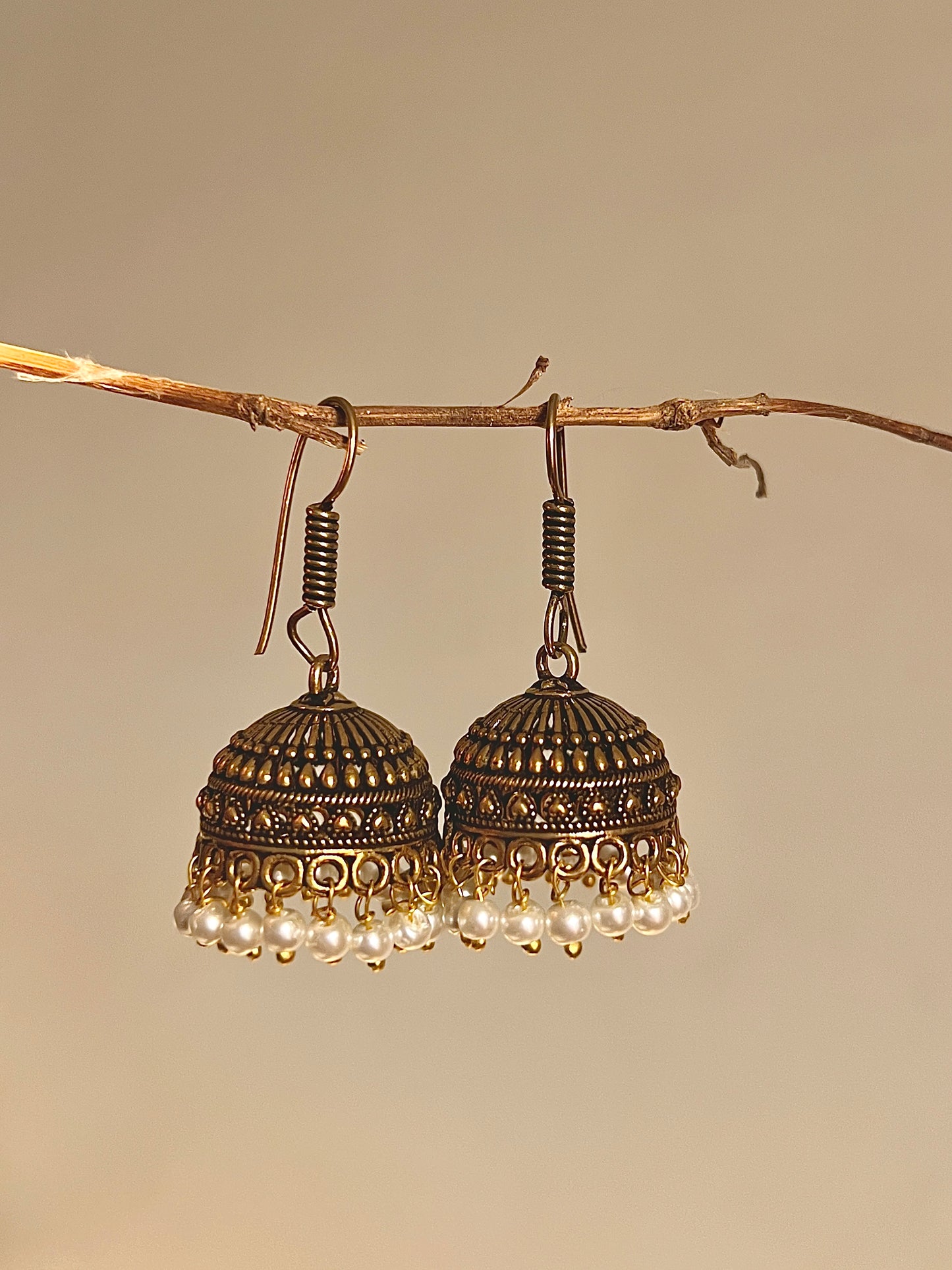 Antique Golden Jhumki - Design 2