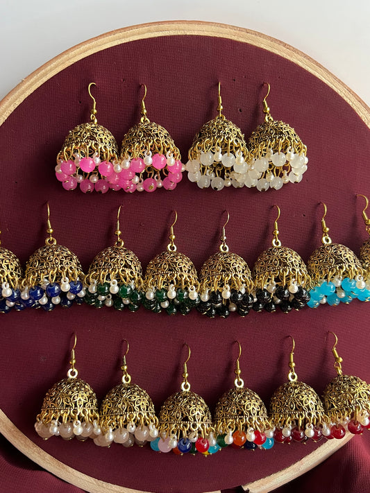 Golden Resham Jhumkis