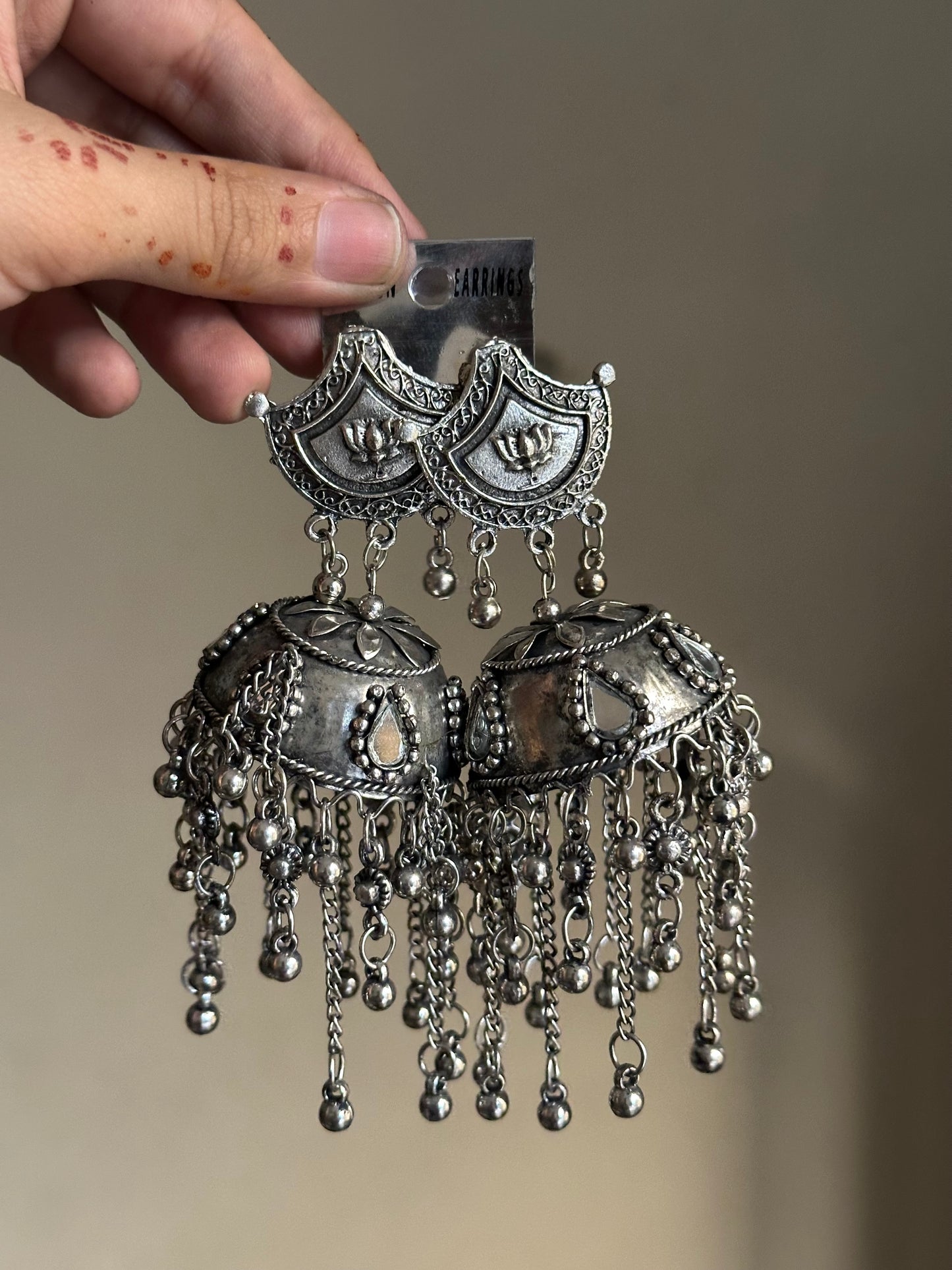 Lotus Oxidized Jhumka