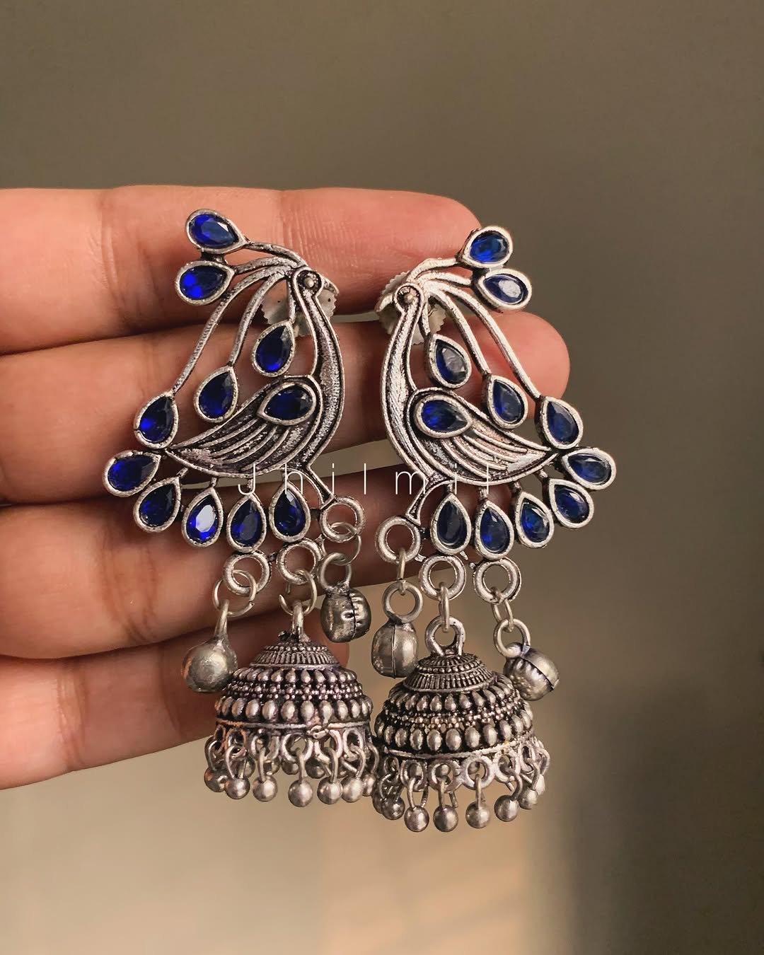 Stone studded Mor jhumki