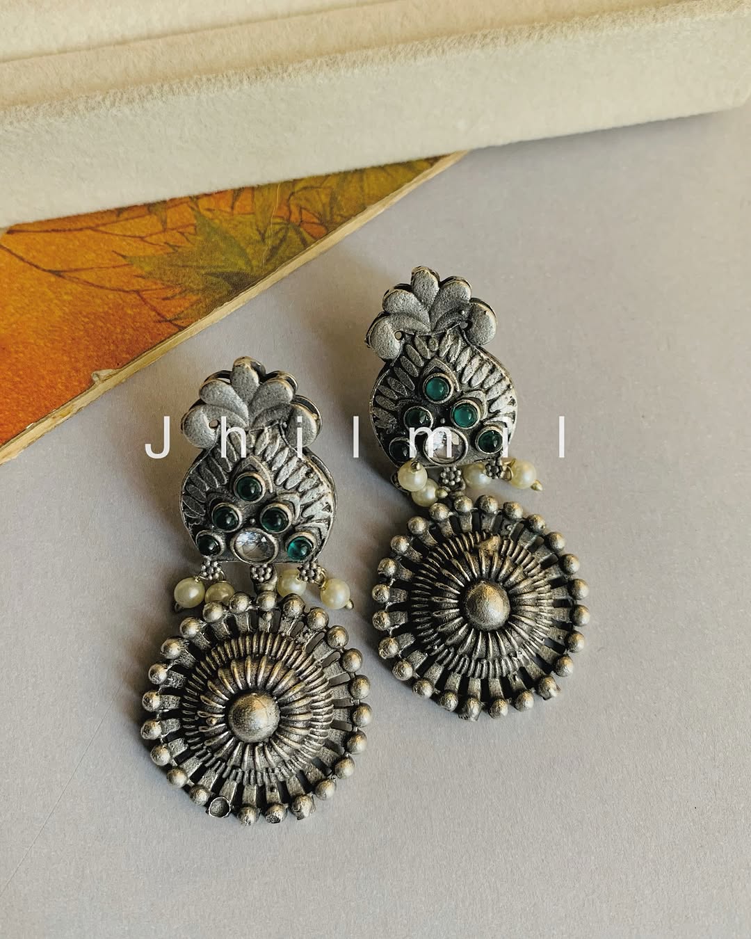 Rajasthani drop circle earrings