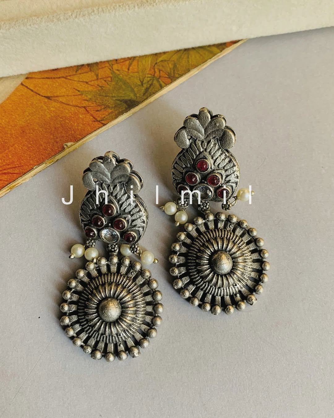 Rajasthani drop circle earrings