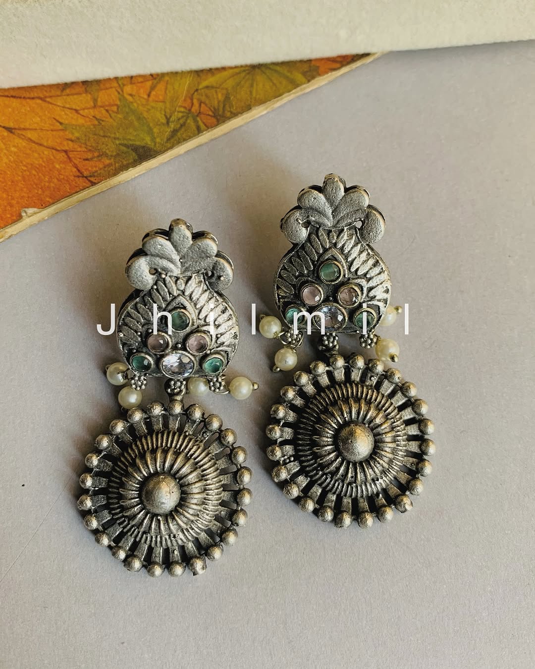 Rajasthani drop circle earrings