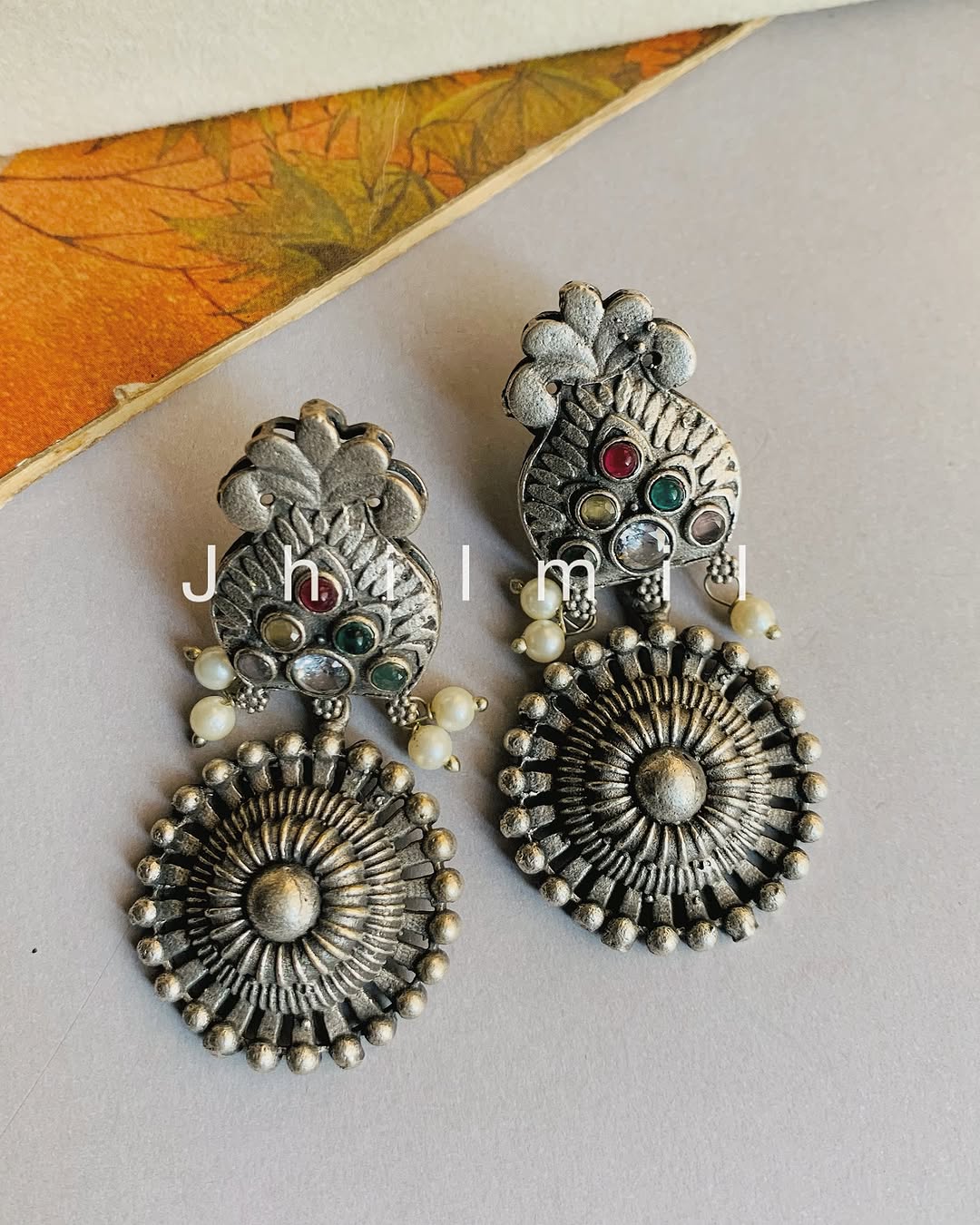 Rajasthani drop circle earrings