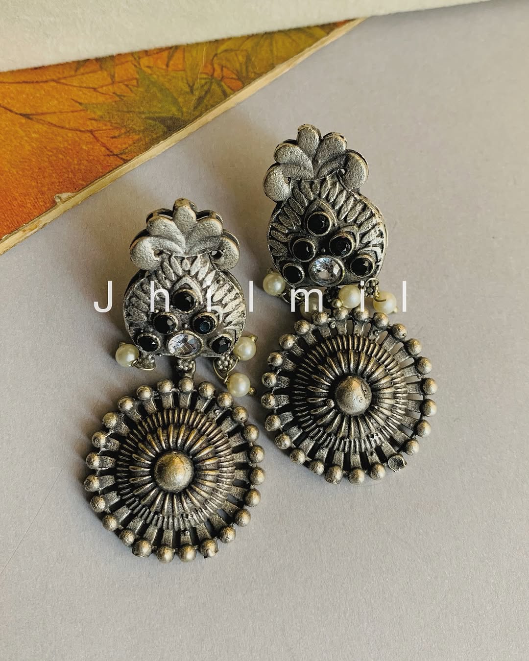 Rajasthani drop circle earrings
