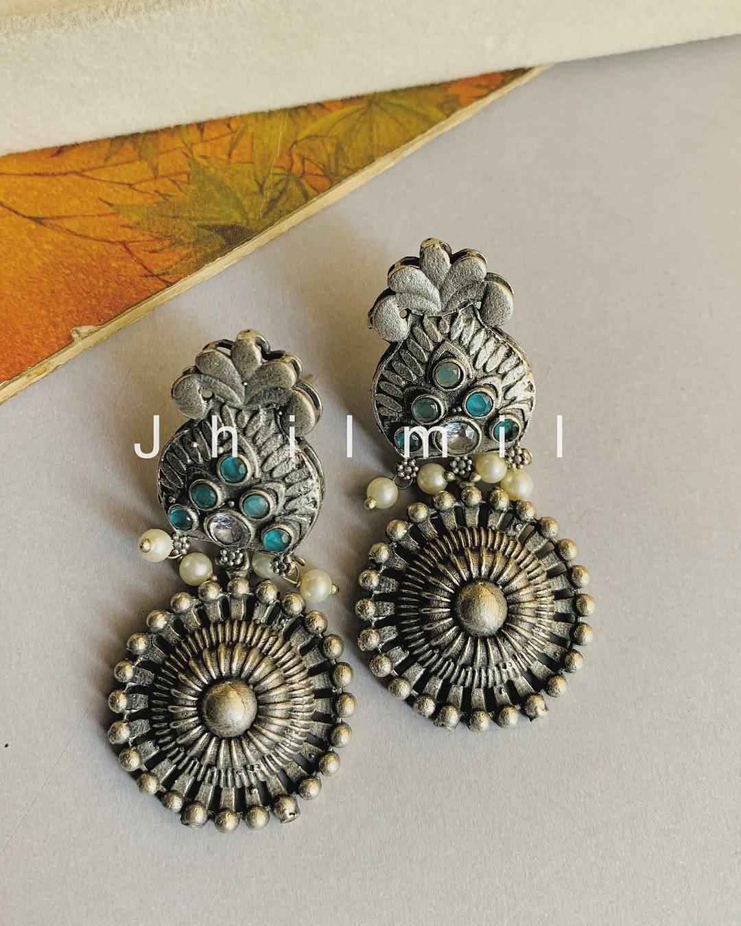 Rajasthani drop circle earrings