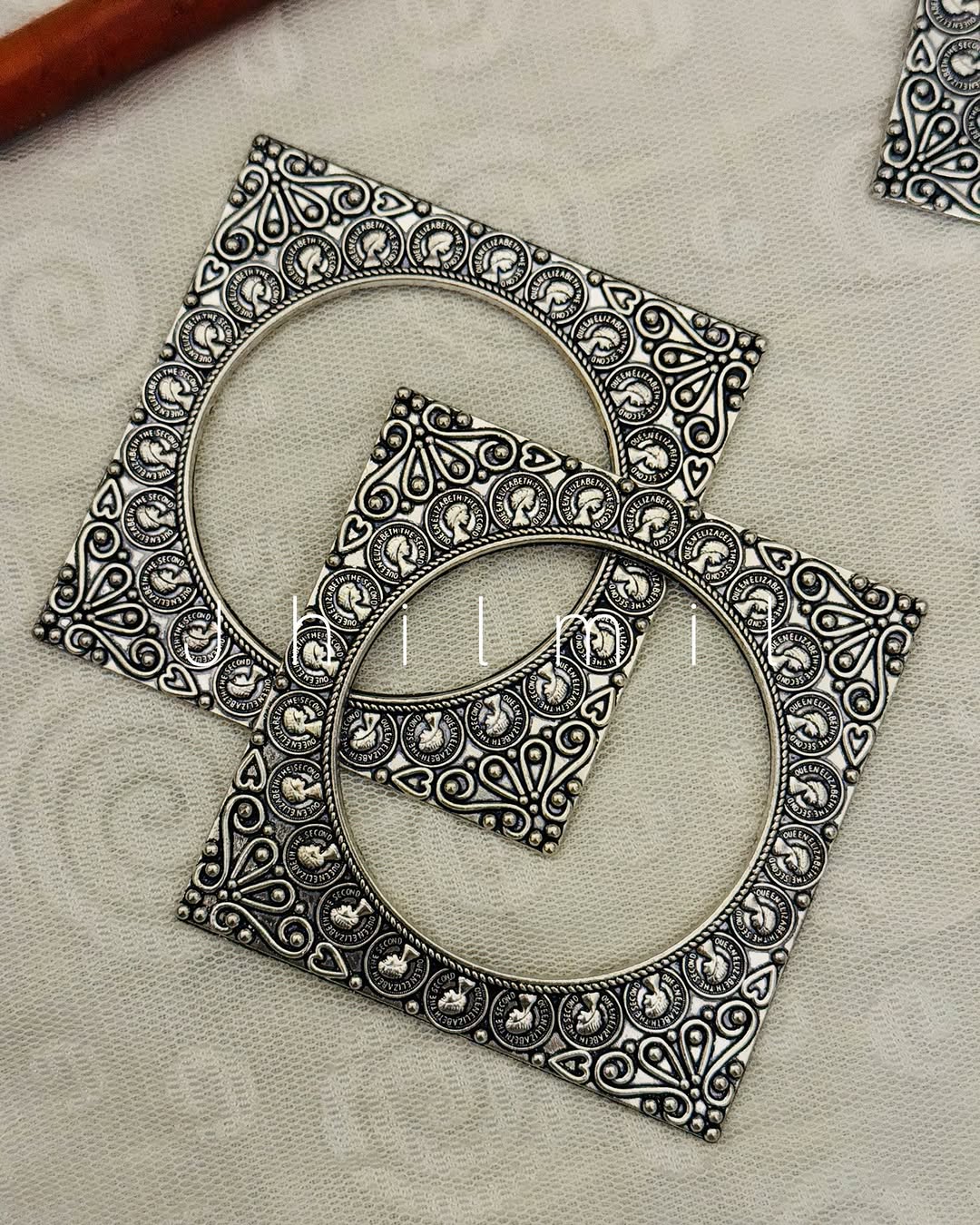 Intricate Carved Square Compressed Bangles