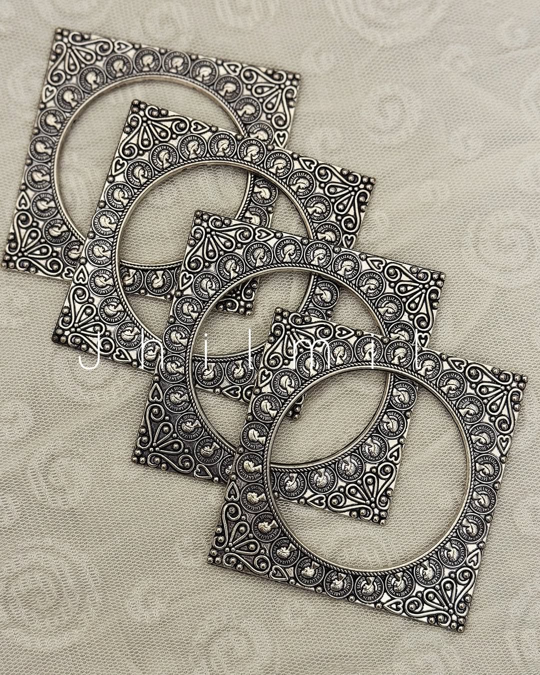Intricate Carved Square Compressed Bangles