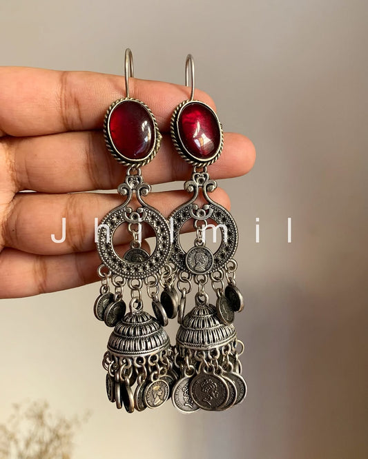 Monalisa stone Coin hanging jhumki