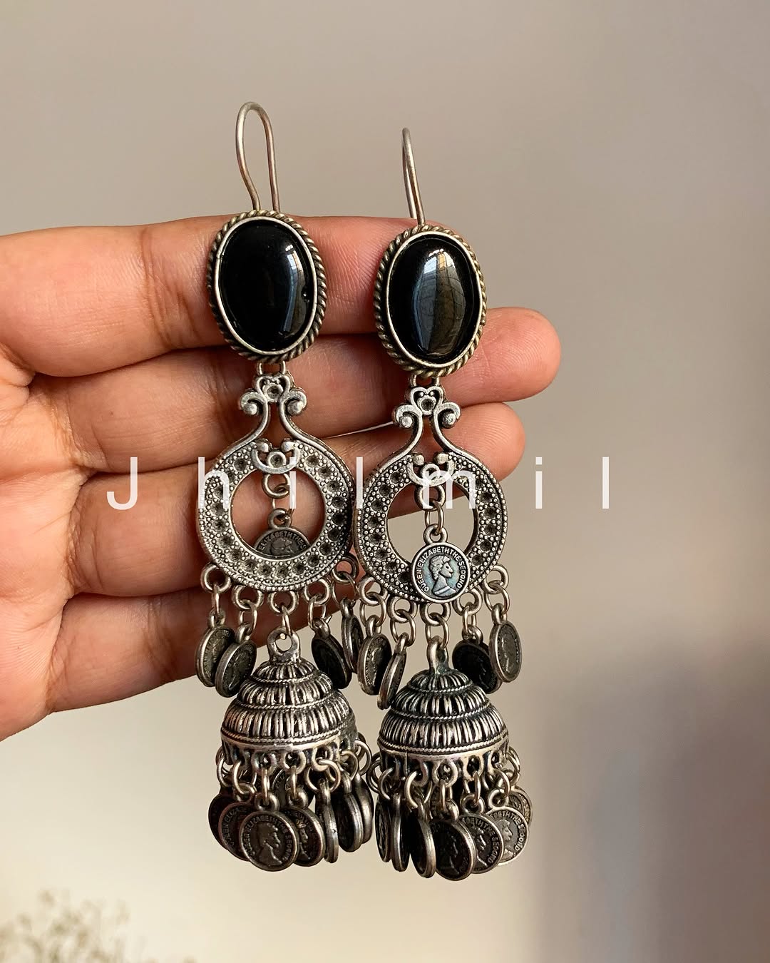Monalisa stone Coin hanging jhumki
