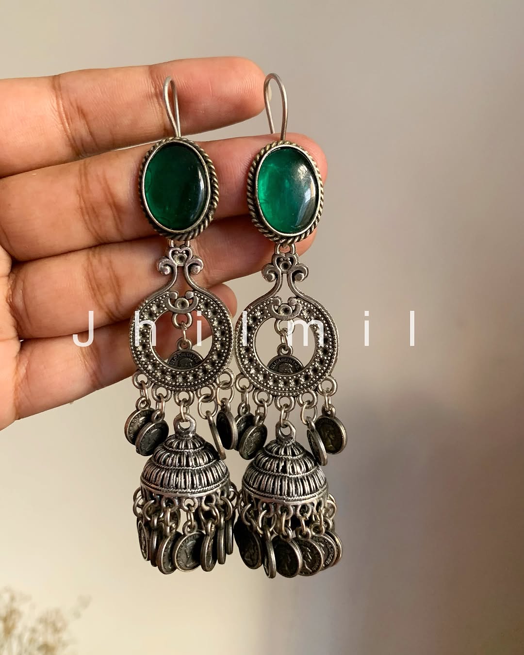 Monalisa stone Coin hanging jhumki