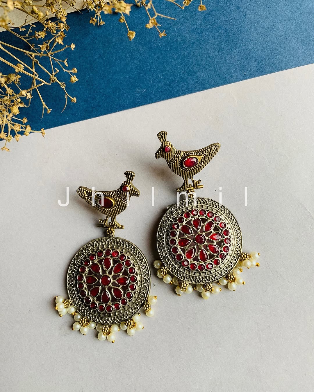 Dual tone bird motif Earrings