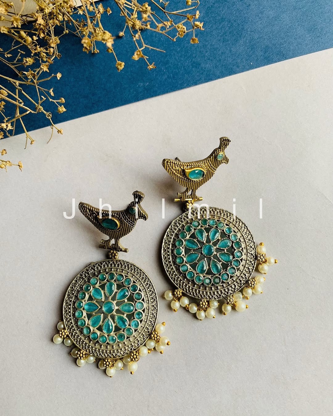 Dual tone bird motif Earrings