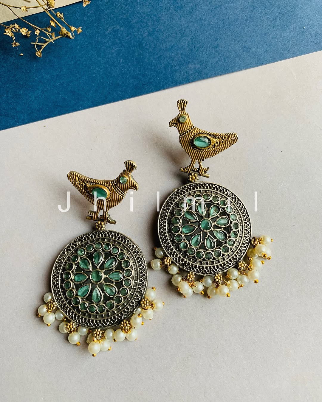 Dual tone bird motif Earrings