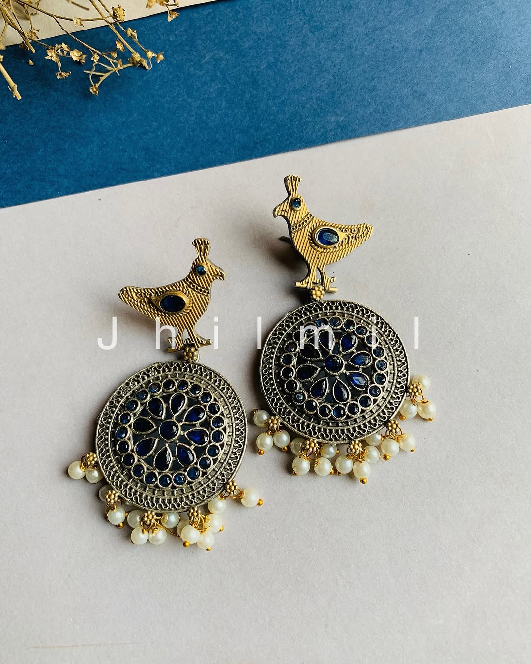 Dual tone bird motif Earrings