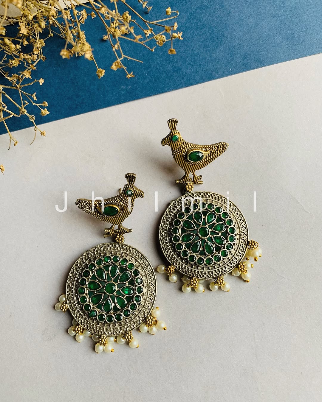 Dual tone bird motif Earrings