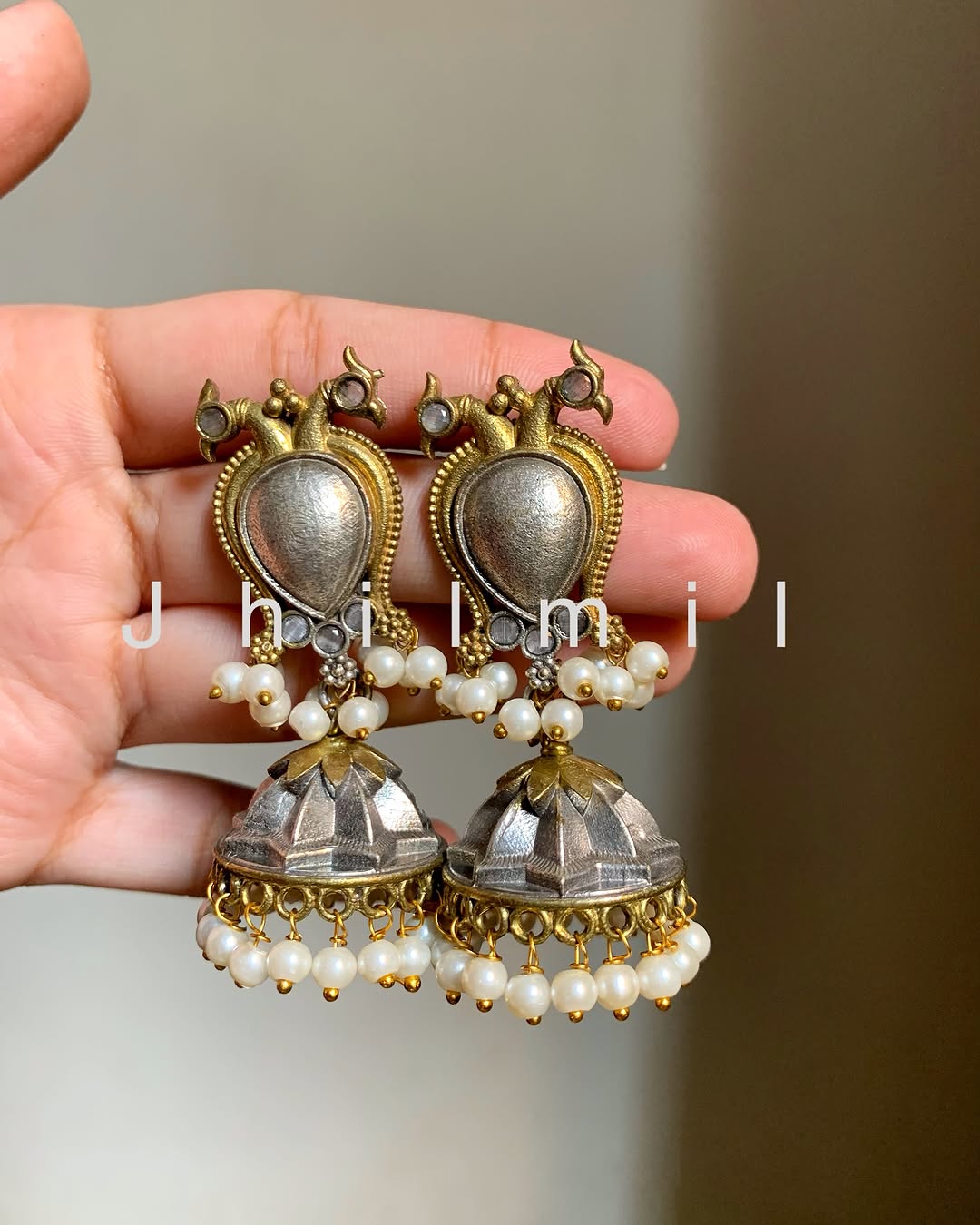 Peacock Dual tone Jhumki