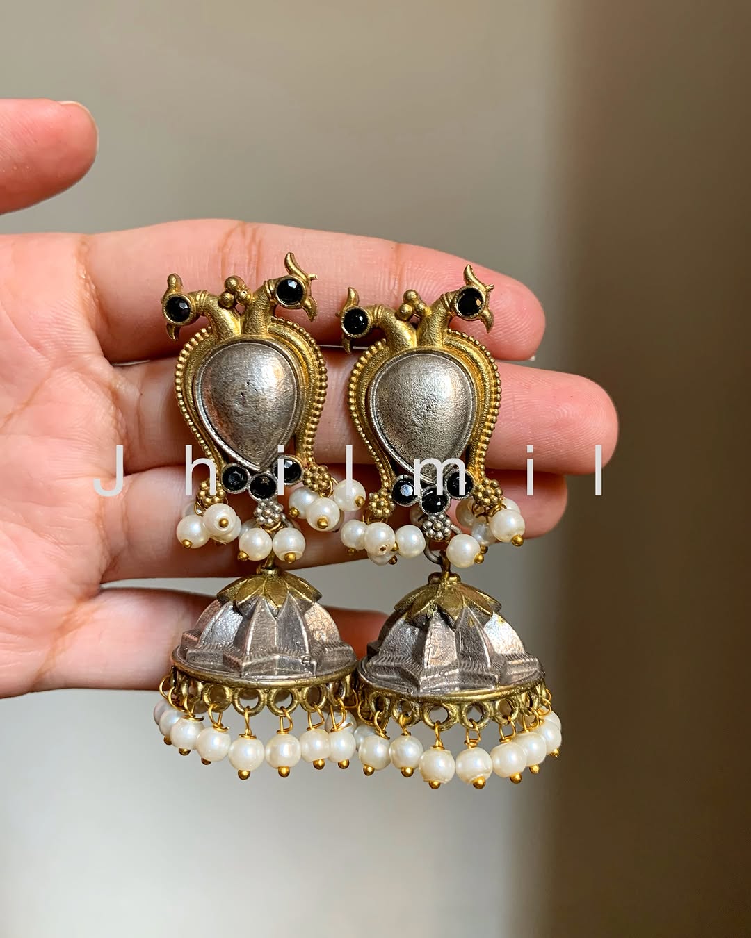 Peacock Dual tone Jhumki