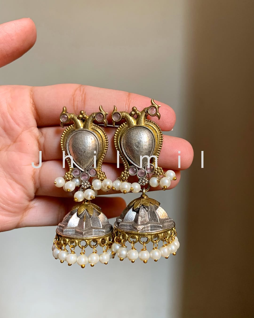 Peacock Dual tone Jhumki