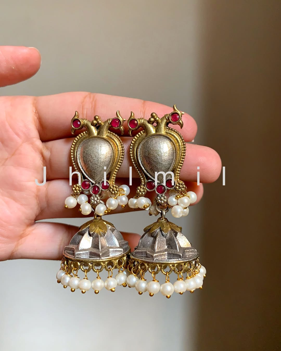 Peacock Dual tone Jhumki