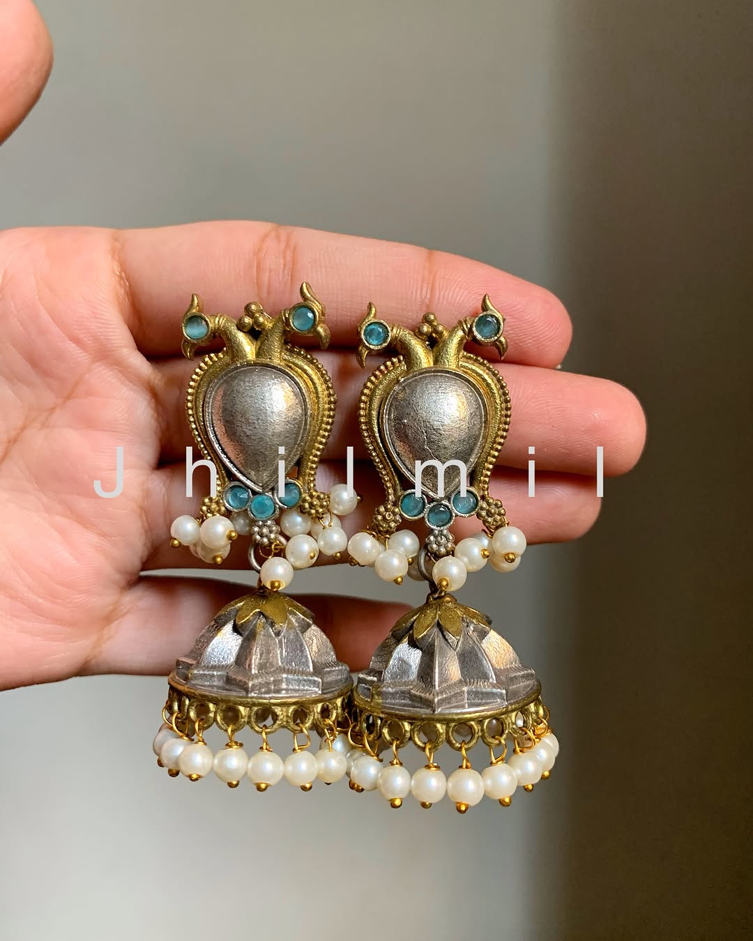 Peacock Dual tone Jhumki