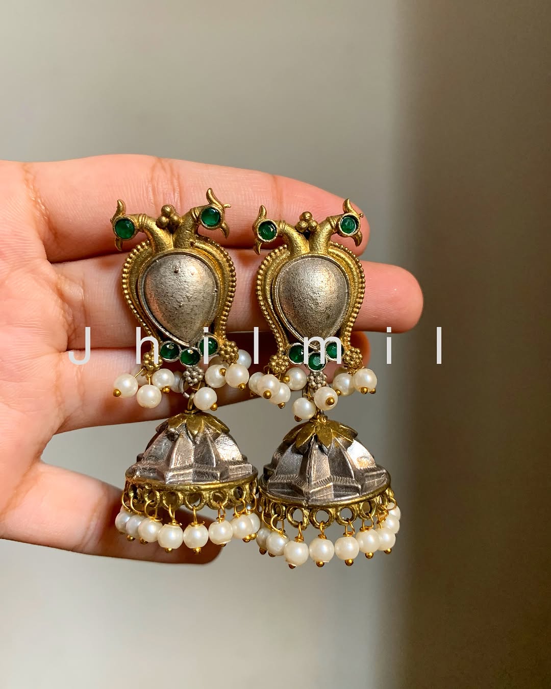 Peacock Dual tone Jhumki