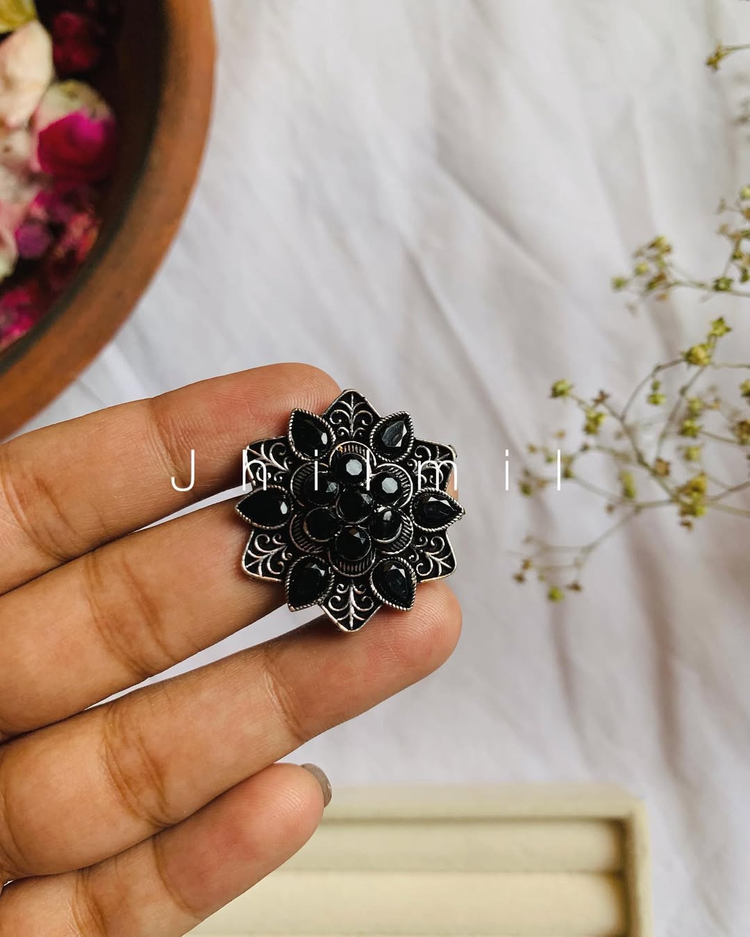 Premium Floral Stone Ring