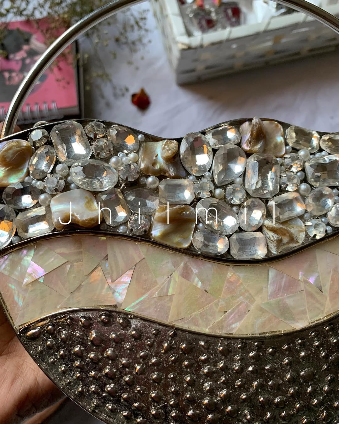 Mother pearl Handcrafted Luxury Clutch