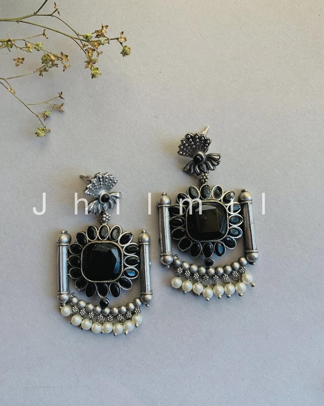 Lotus flower drop Earrings with pearls