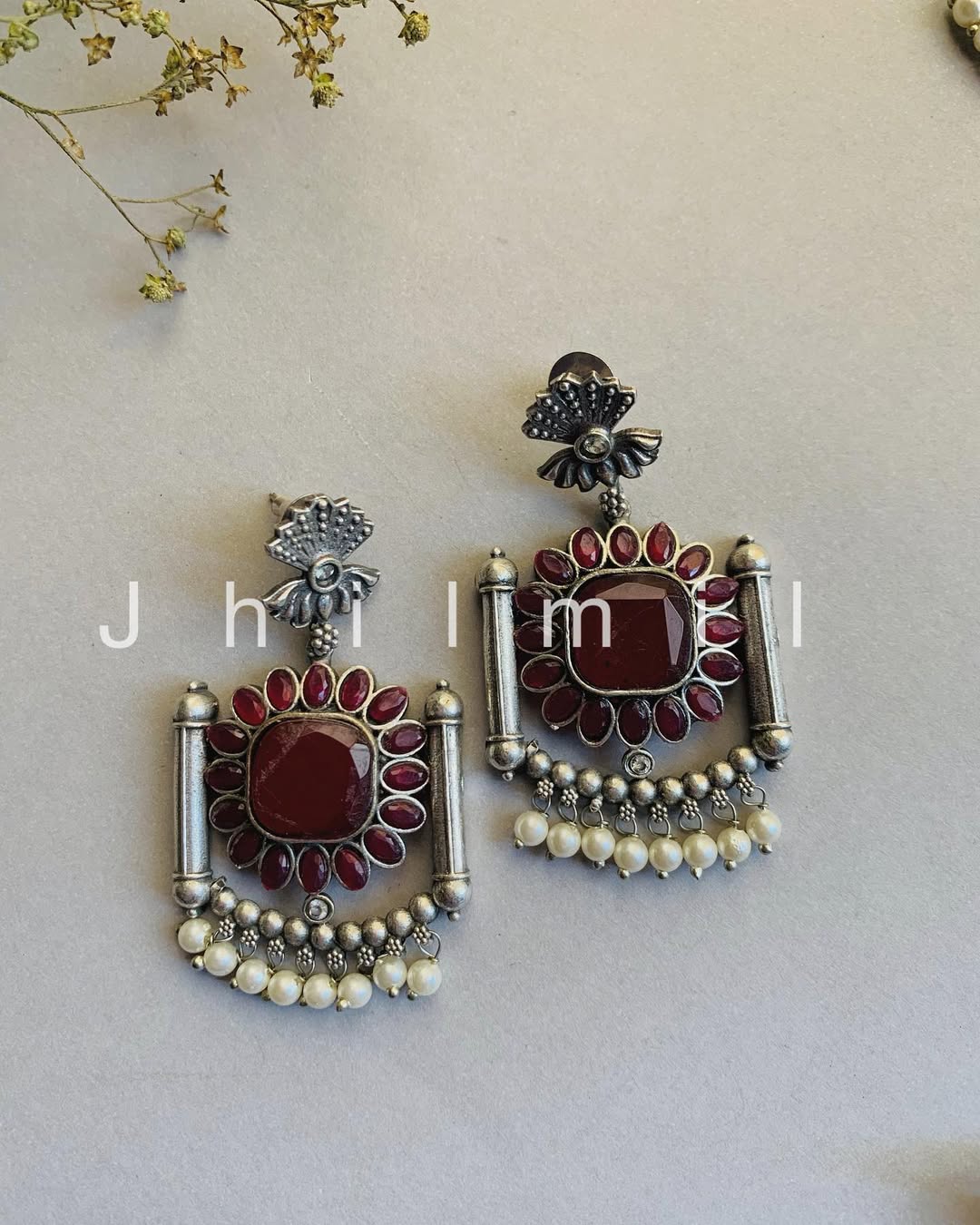 Lotus flower drop Earrings with pearls