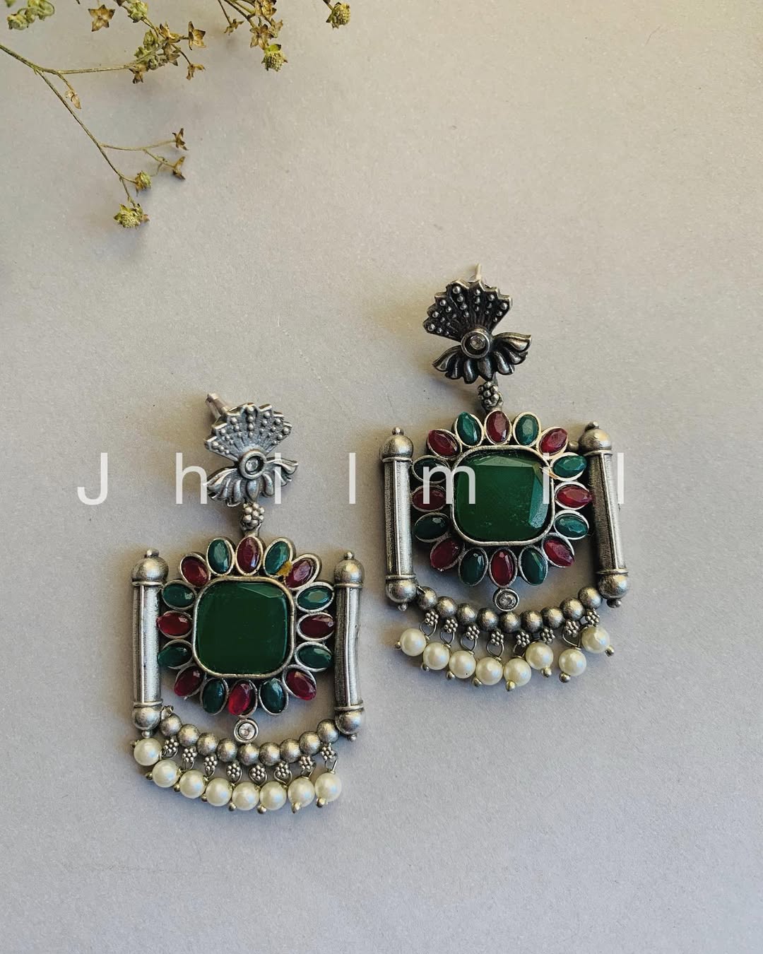 Lotus flower drop Earrings with pearls