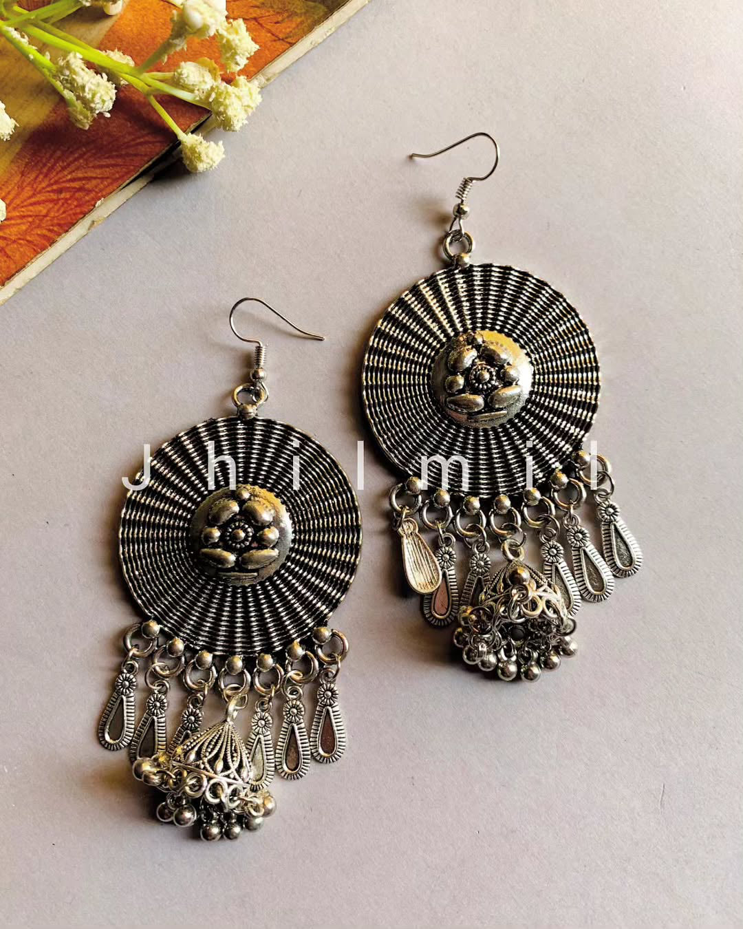 Round jhumki drop earrings